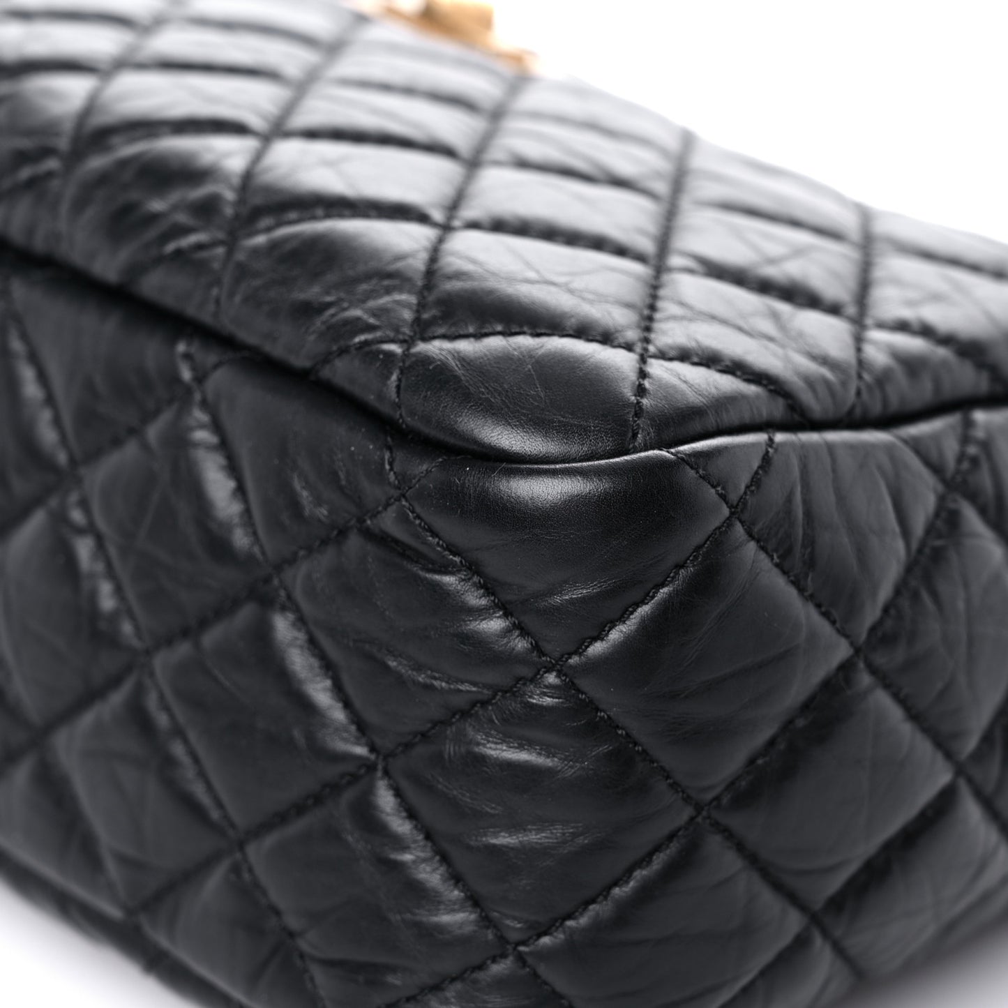 Aged Calfskin Quilted Medium Reissue Camera Case Black