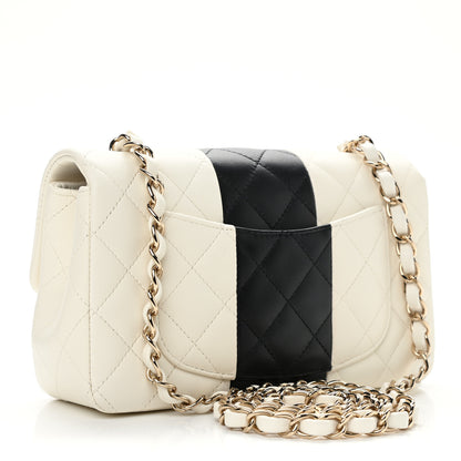 Chanel Lambskin Quilted Mini Rectangular Flap White Black 3 of 11