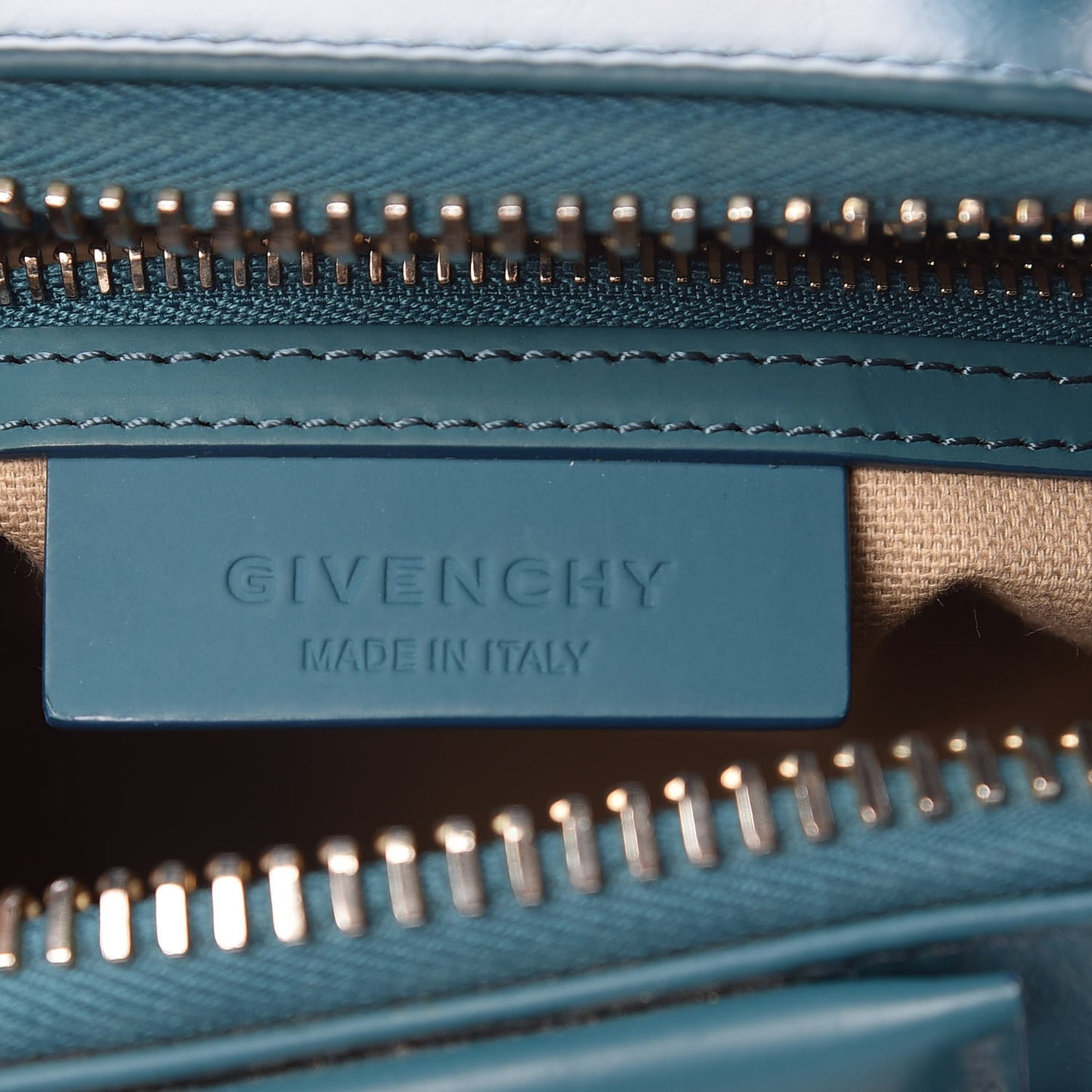 Calfskin Patent Mini Antigona Petrol Blue