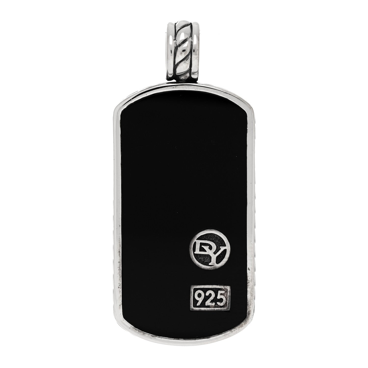 David Yurman Sterling Silver Black Onyx Dog Tag Pendant 1 of 3