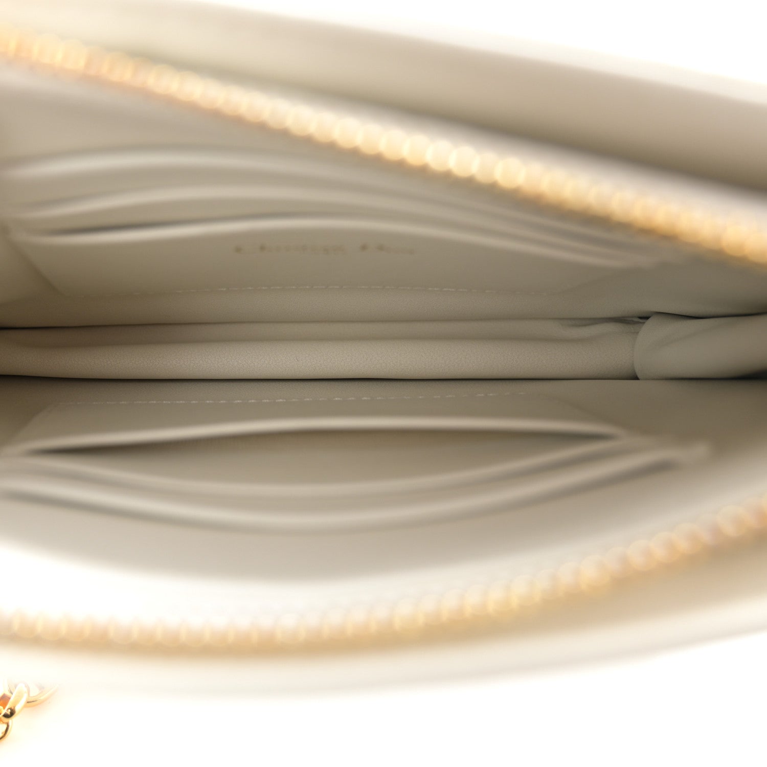 Christian Dior Calfskin Cannage Caro Zipped Pouch With Chain Latte 4 of 14