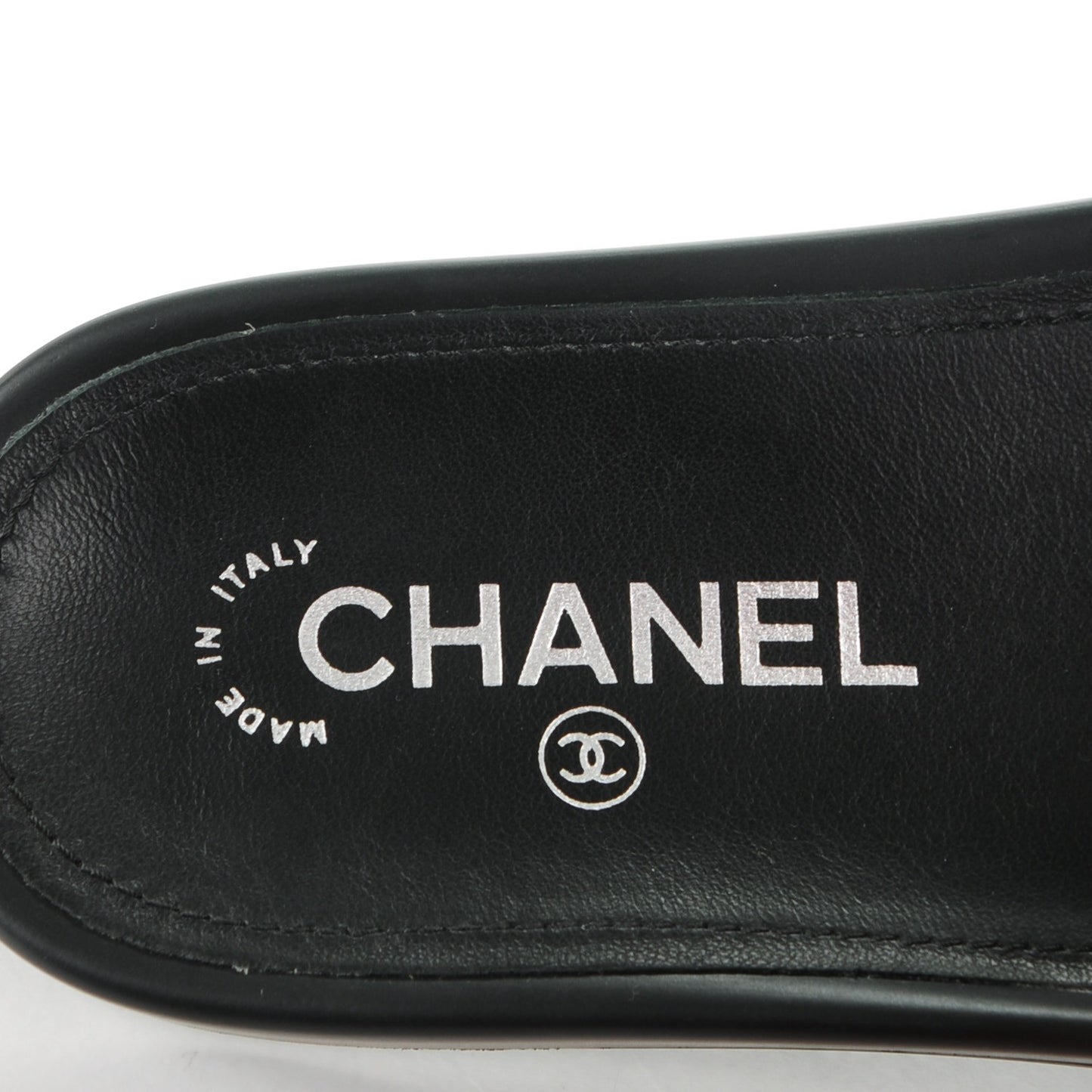 Tweed Lambskin Chain Flat Sandals 36 Black Multicolor