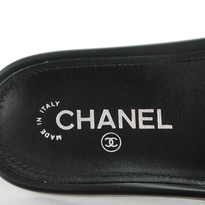 Chanel Tweed Lambskin Chain Flat Sandals 36 Black Multicolor 8 of 8
