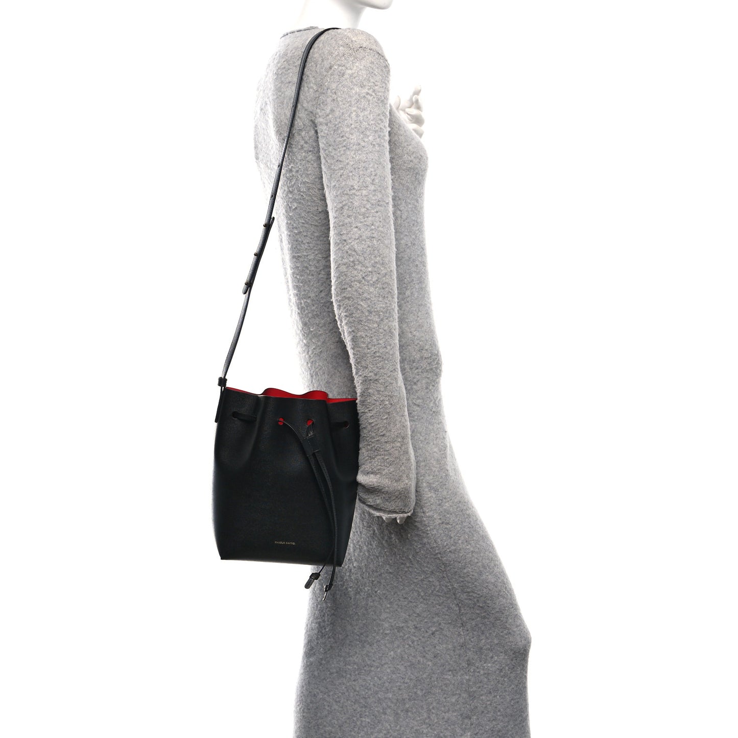 Calfskin Mini Bucket Bag Black Flamma