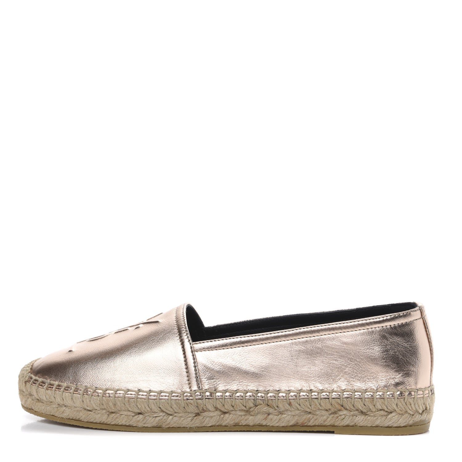 Saint Laurent Metallic Lambskin Monogram Espadrilles 36.5 Blush 1 of 9