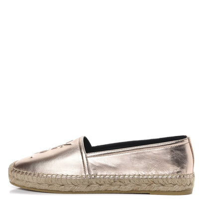 Saint Laurent Metallic Lambskin Monogram Espadrilles 36.5 Blush 1 of 9