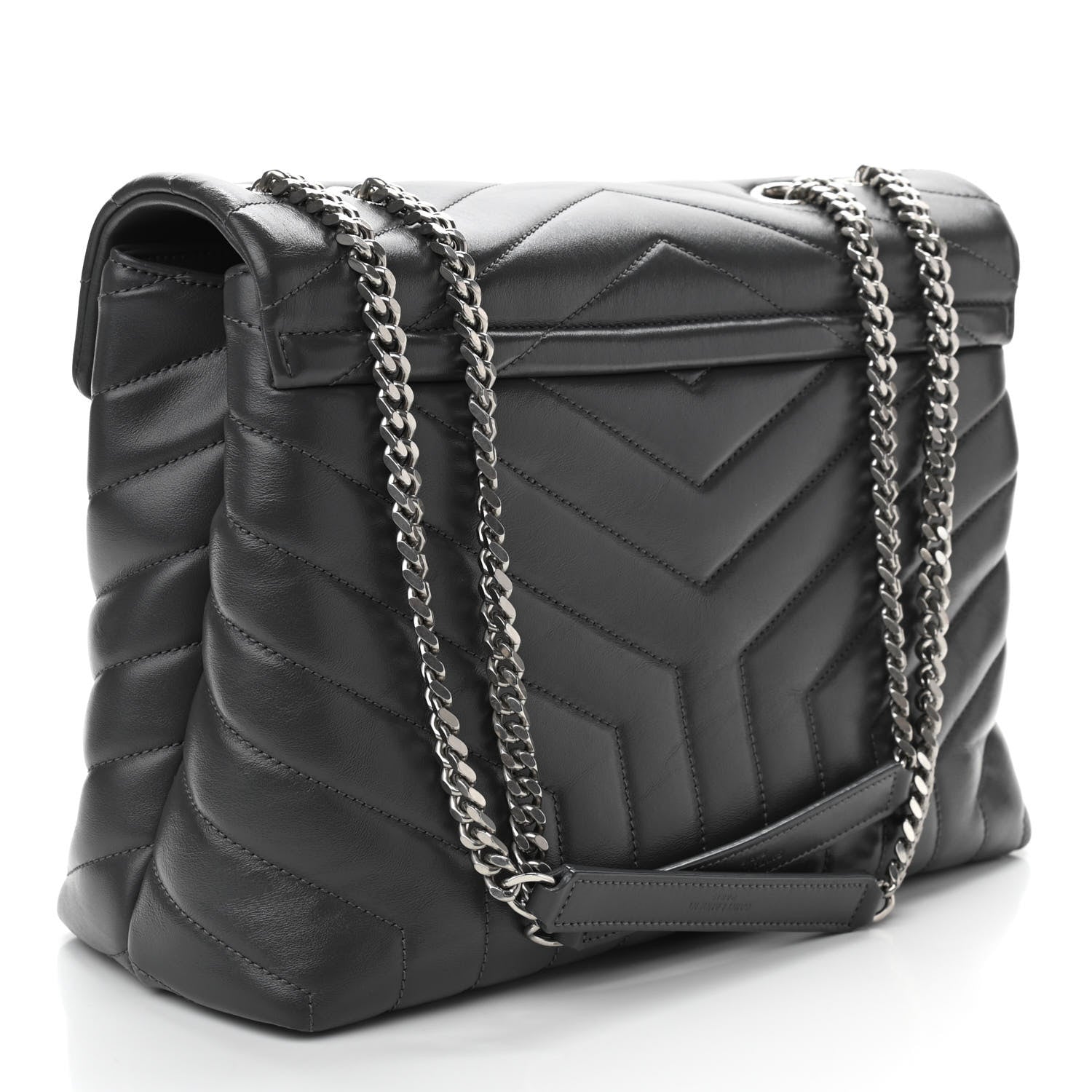 Saint Laurent Calfskin Y Quilted Monogram Medium Loulou Chain Satchel Grey 3 of 9