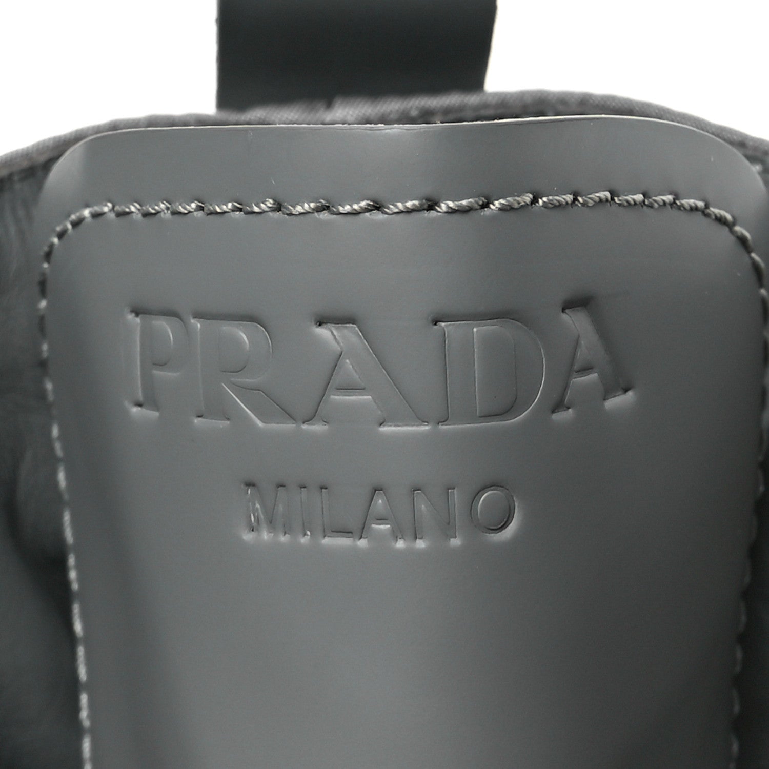 Prada Spazzolato Rois Re-Nylon Metal Triangle Logo Monolith Pouch Pocket 55mm Boots 38.5 Marble Grey 8 of 9