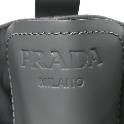 Prada Spazzolato Rois Re-Nylon Metal Triangle Logo Monolith Pouch Pocket 55mm Boots 38.5 Marble Grey 8 of 9