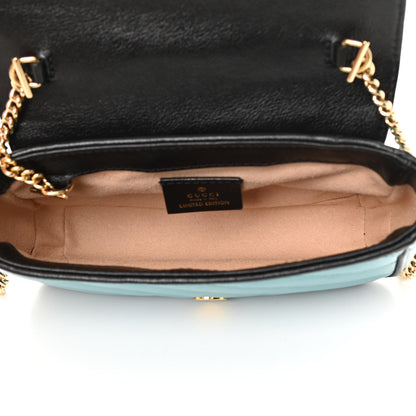 Gucci Azalea Calfskin Enamel Matelasse Diagonal Super Mini Torchon GG Marmont Shoulder Bag Butter Dusty Azure Black Electric Blue 4 of 11