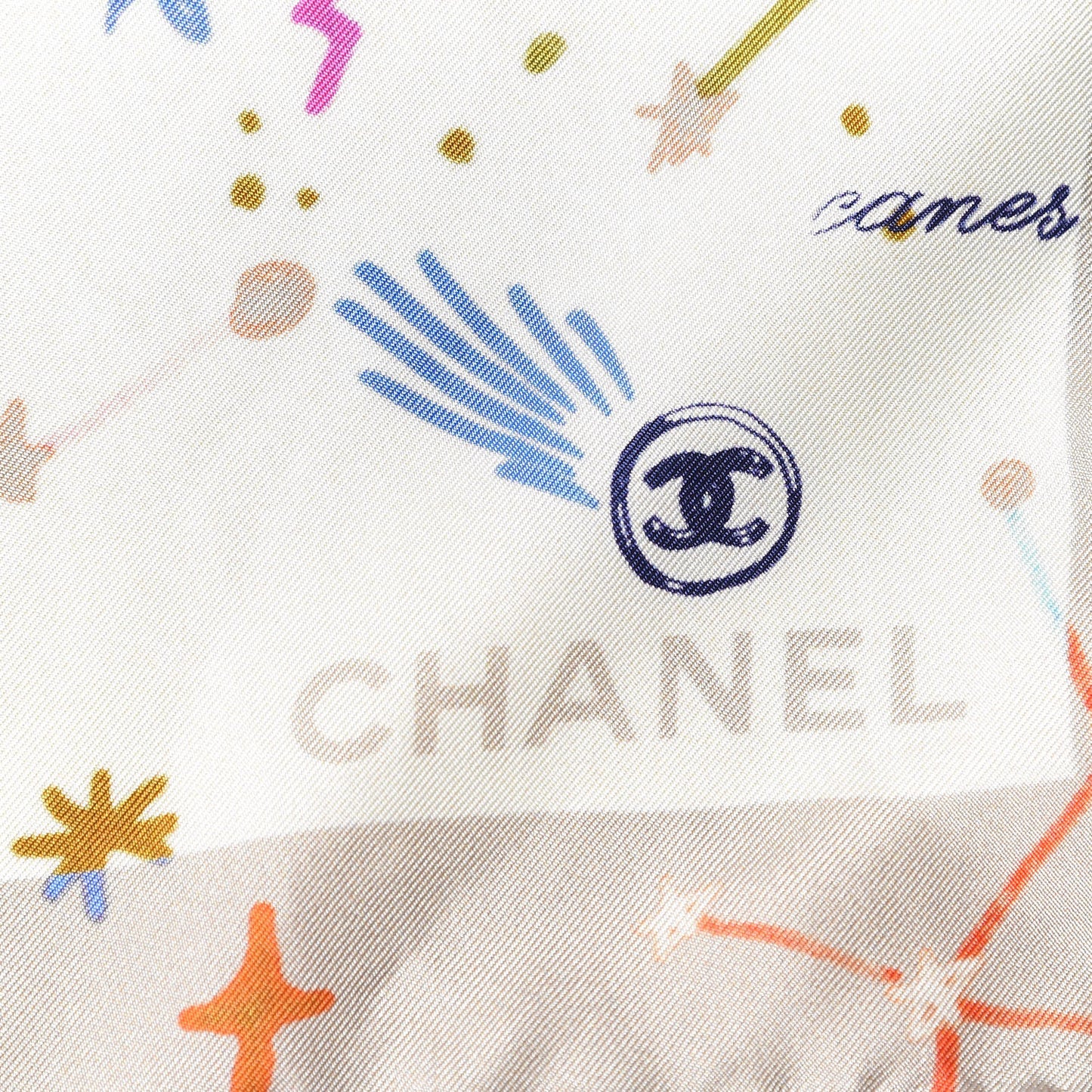 Silk Constellations CC Square Scarf Beige Multicolor