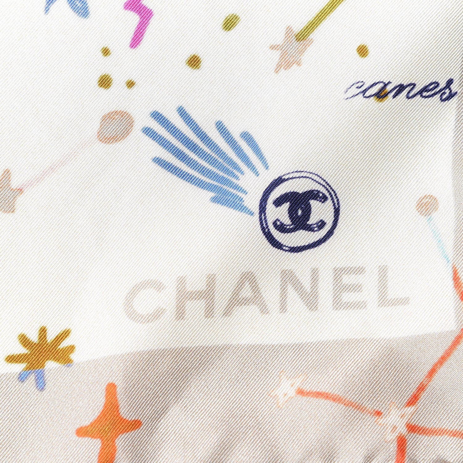 Chanel Silk Constellations CC Square Scarf Beige Multicolor 4 of 5