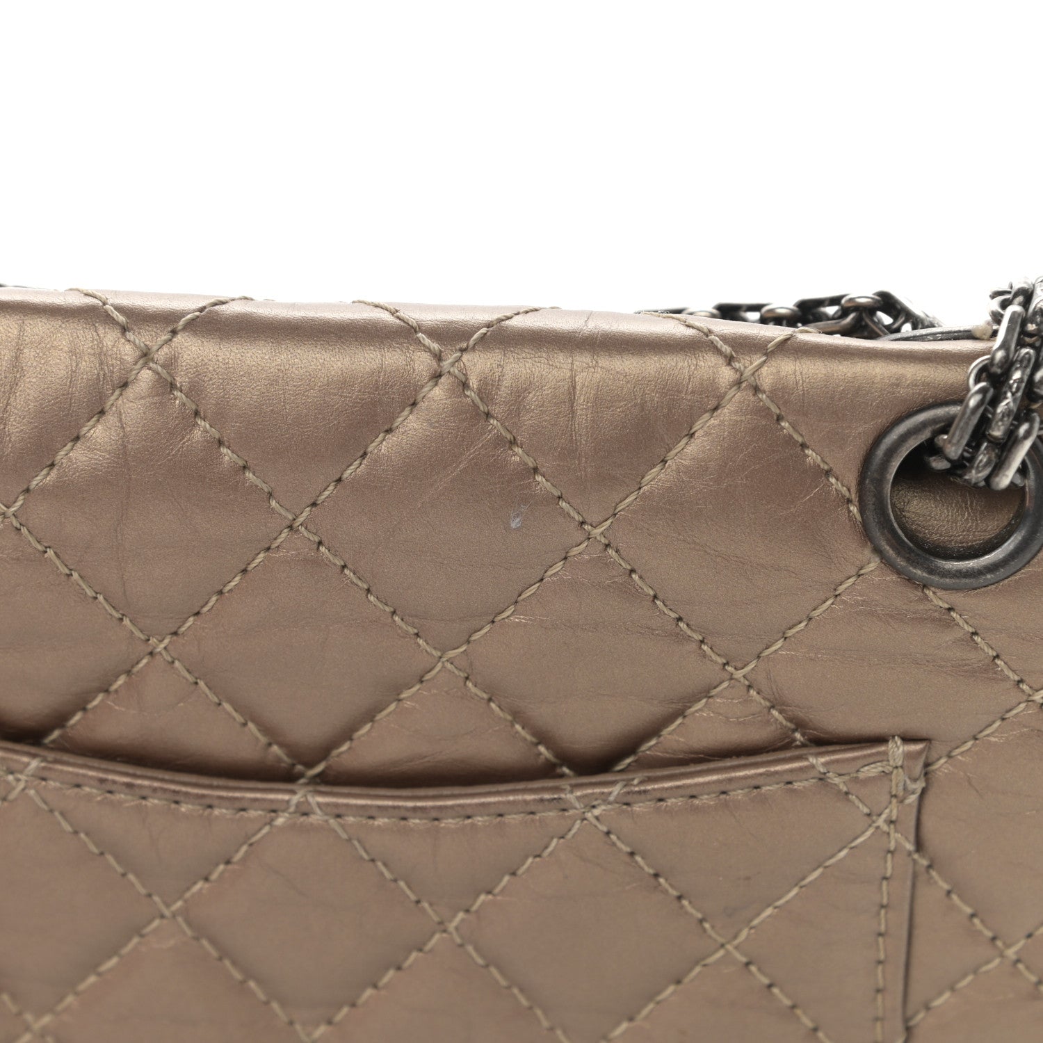 Chanel Aged Calfskin Quilted 2.55 Reissue 224 Flap Dark Gold 12 of 15