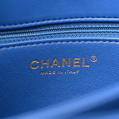 Chanel Lambskin Chevron Quilted Medium Trendy CC Dual Handle Flap Bag Blue 6 of 11