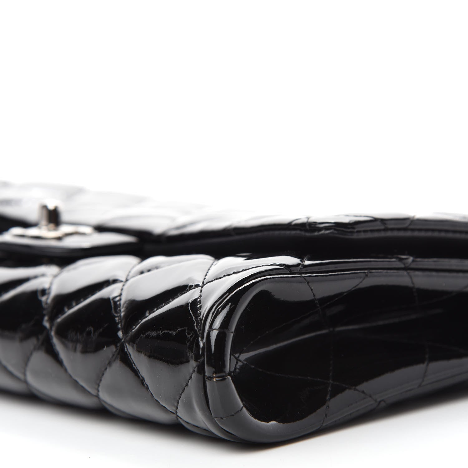 Chanel Patent Quilted Clutch with Chain Flap Black 7 of 11