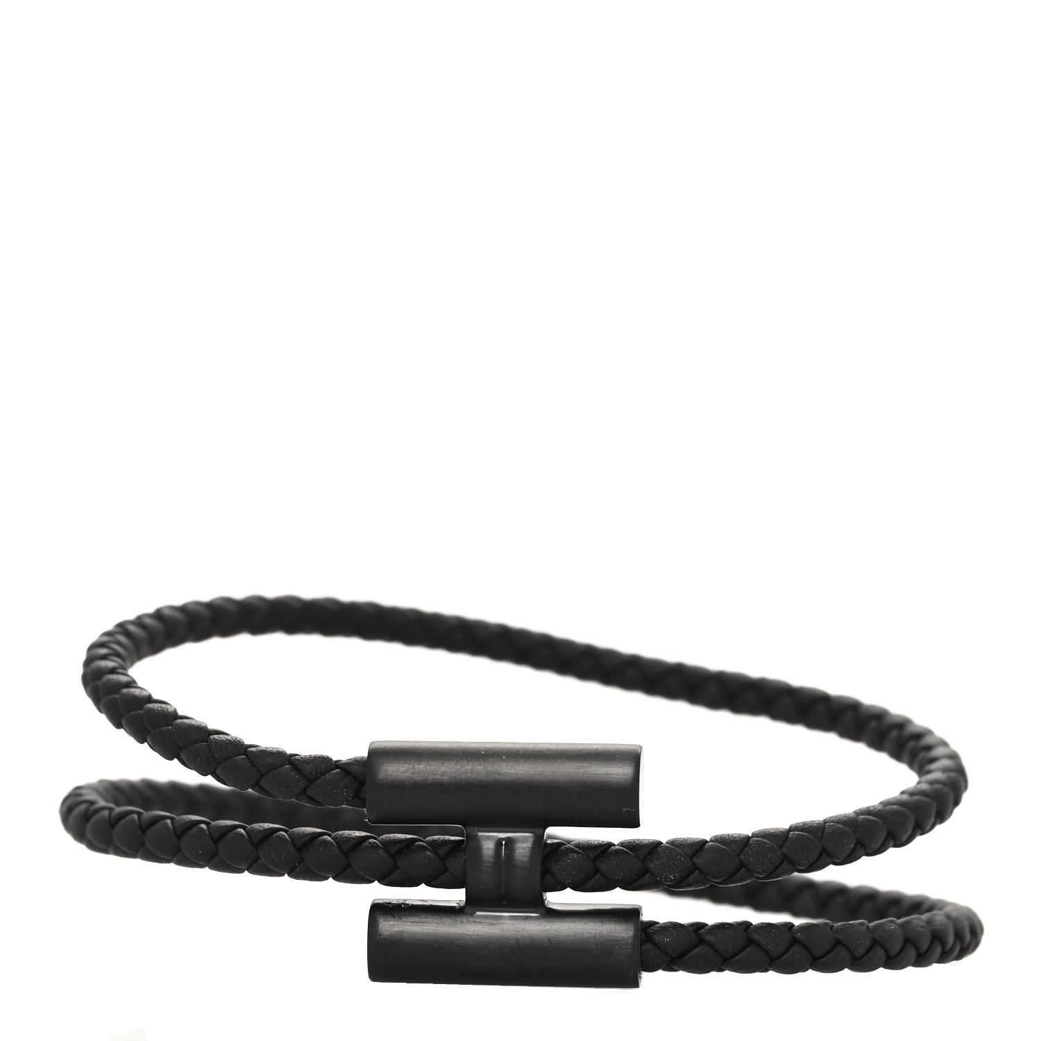 Hermes Swift Double Wrap Cord Tournis Tresse Bracelet T6 Black 1 of 5