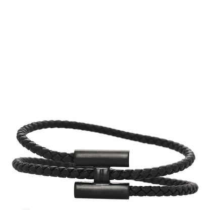 Hermes Swift Double Wrap Cord Tournis Tresse Bracelet T6 Black 1 of 5