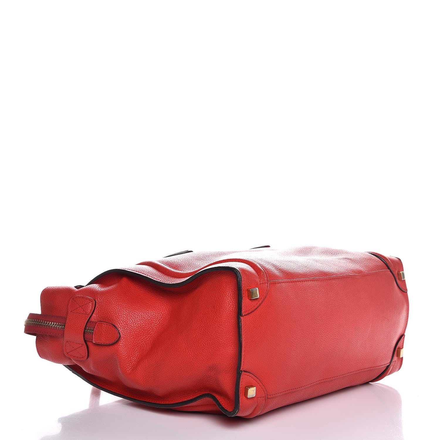 Celine Drummed Calfskin Shoulder Luggage Red 4 of 20