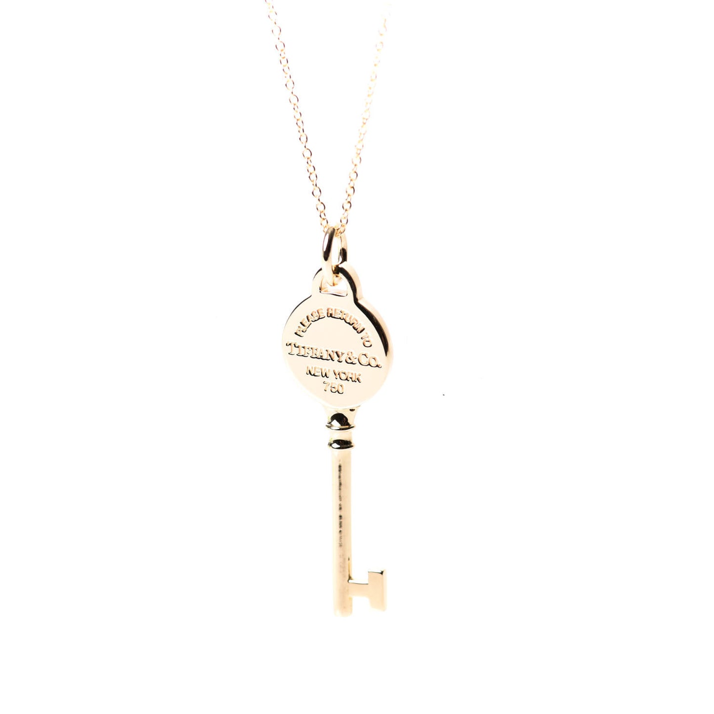 18K Yellow Gold Return To Round Key Pendant Necklace