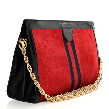 Gucci Suede Patent Web Medium Ophidia Chain Shoulder Bag Hibiscus Red Black 3 of 15
