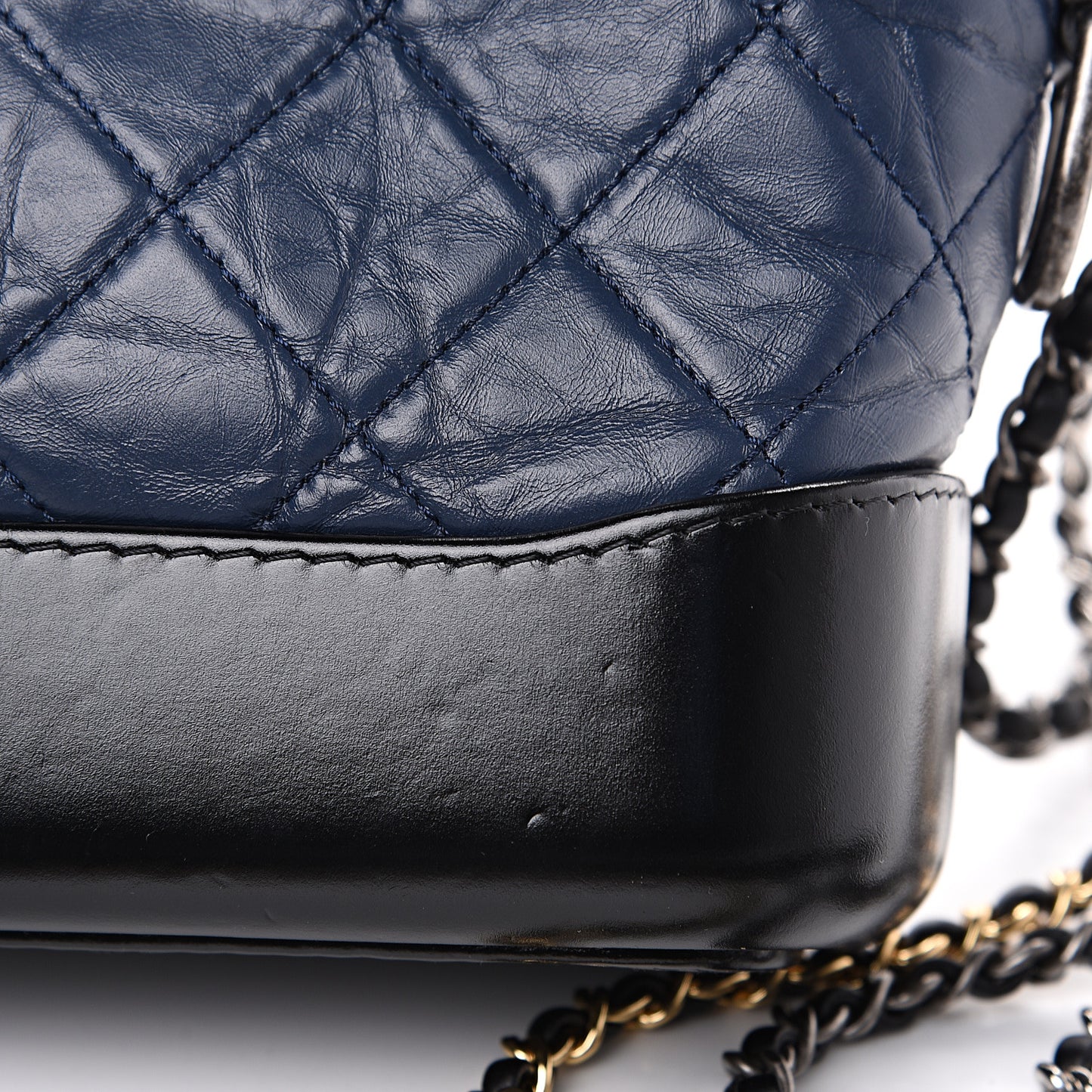 Aged Calfskin Quilted Small Gabrielle Hobo Navy Black