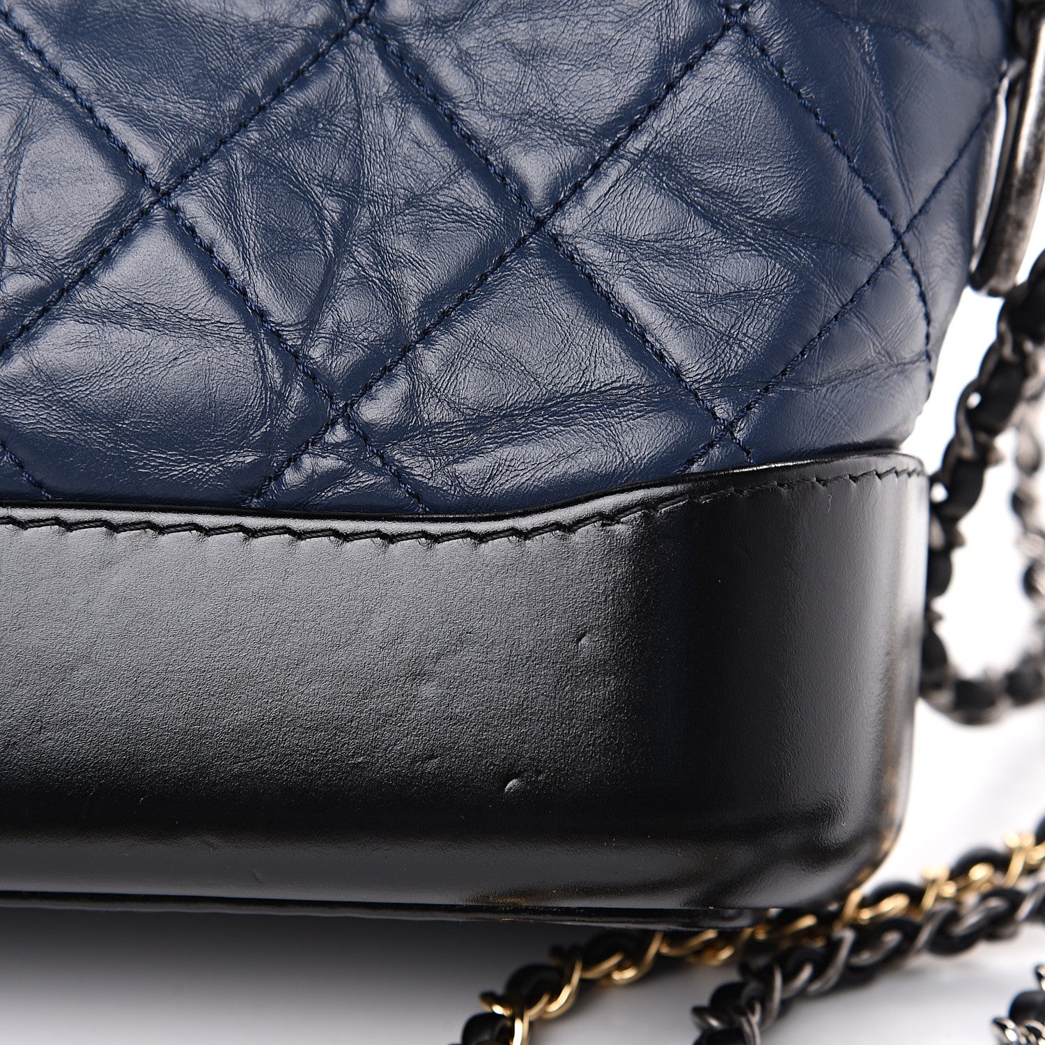 Chanel Aged Calfskin Quilted Small Gabrielle Hobo Navy Black 7 of 11