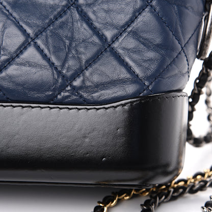 Chanel Aged Calfskin Quilted Small Gabrielle Hobo Navy Black 7 of 11