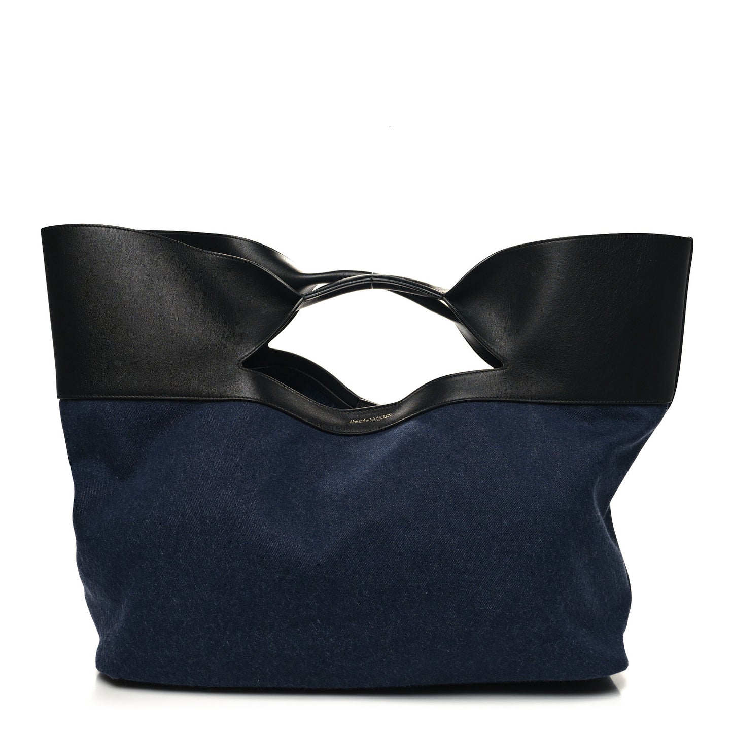 Calfskin Denim Large The Bow Bag Blue Black