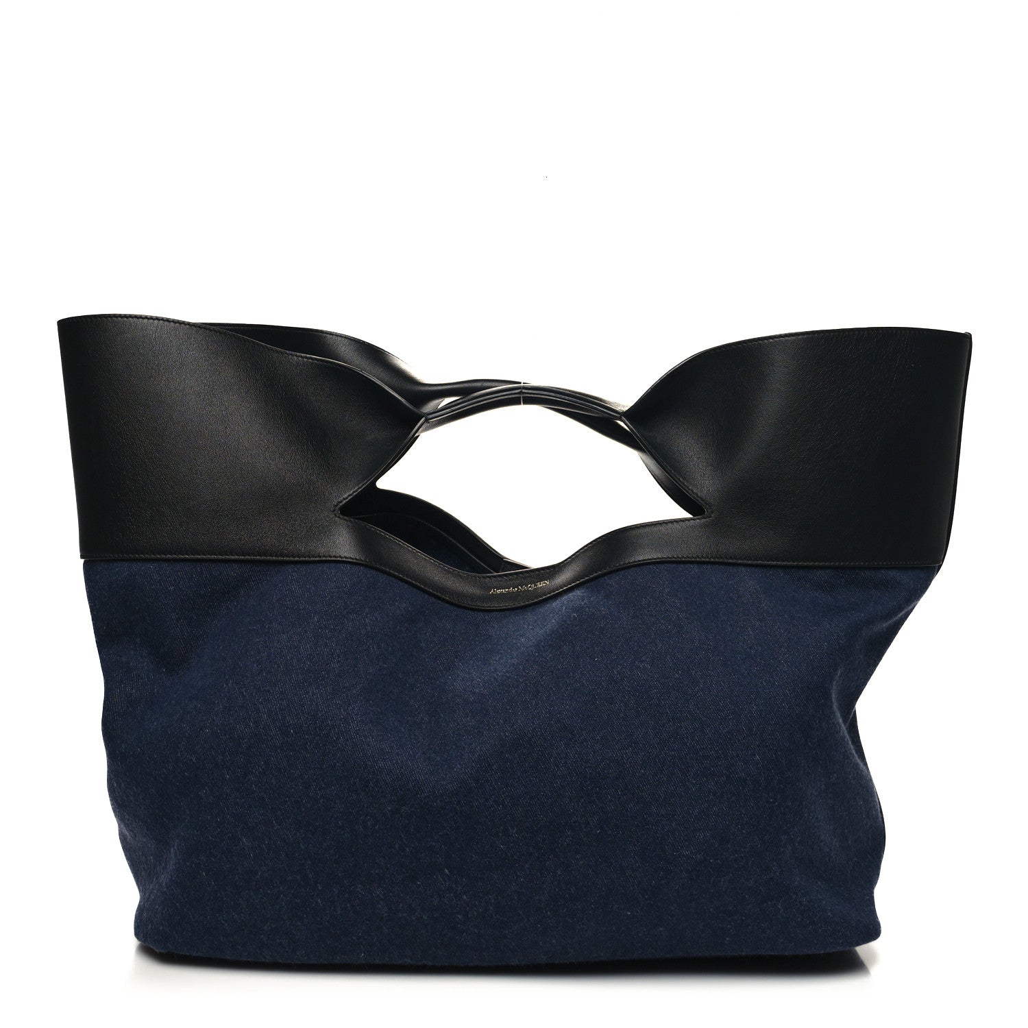 Alexander McQueen Calfskin Denim Large The Bow Bag Blue Black 3 of 11