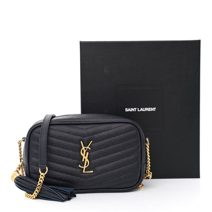 Saint Laurent Grain De Poudre Matelasse Monogram Mini Lou Camera Bag Deep Marine 11 of 11