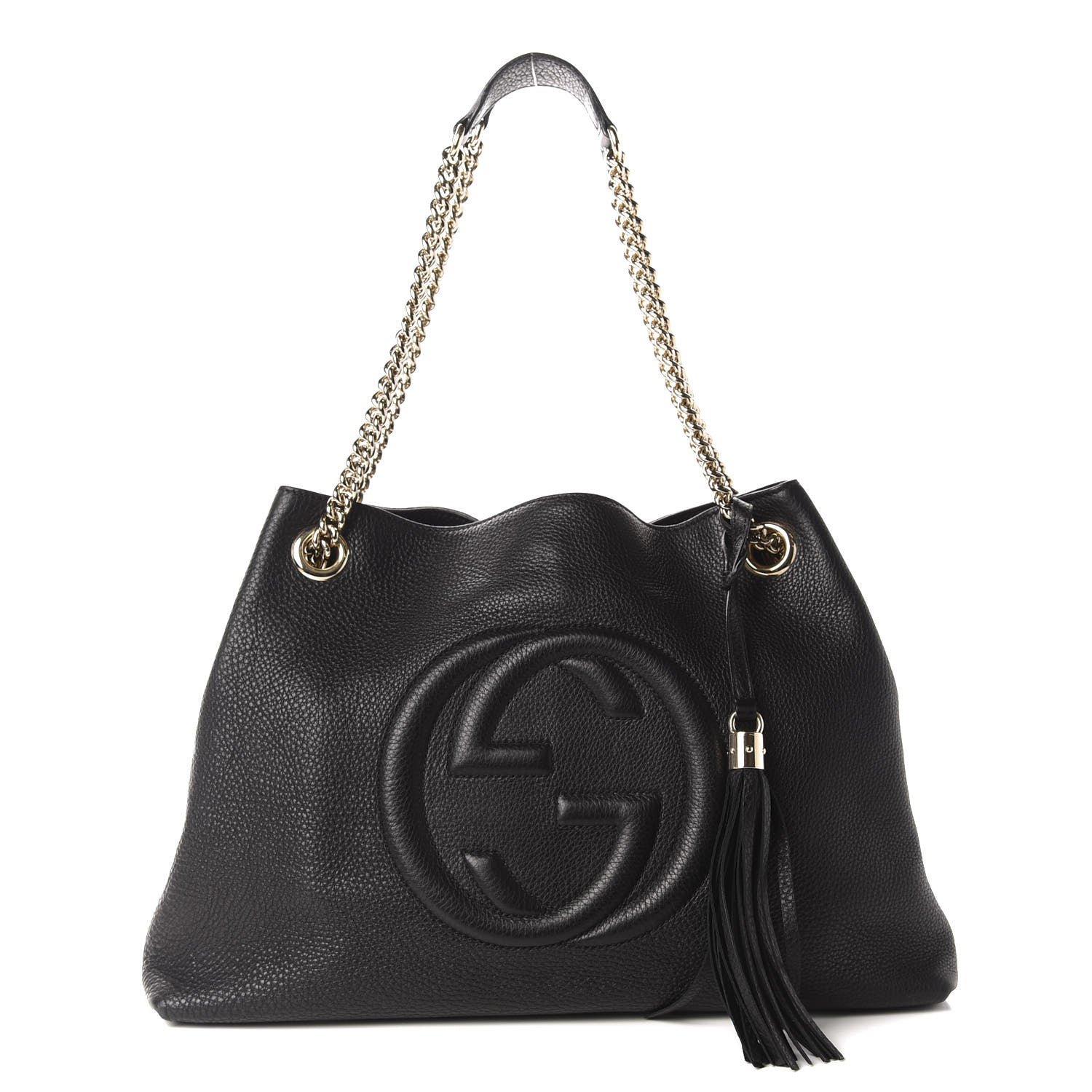 Gucci Pebbled Calfskin Medium Soho Chain Shoulder Bag Black 1 of 10