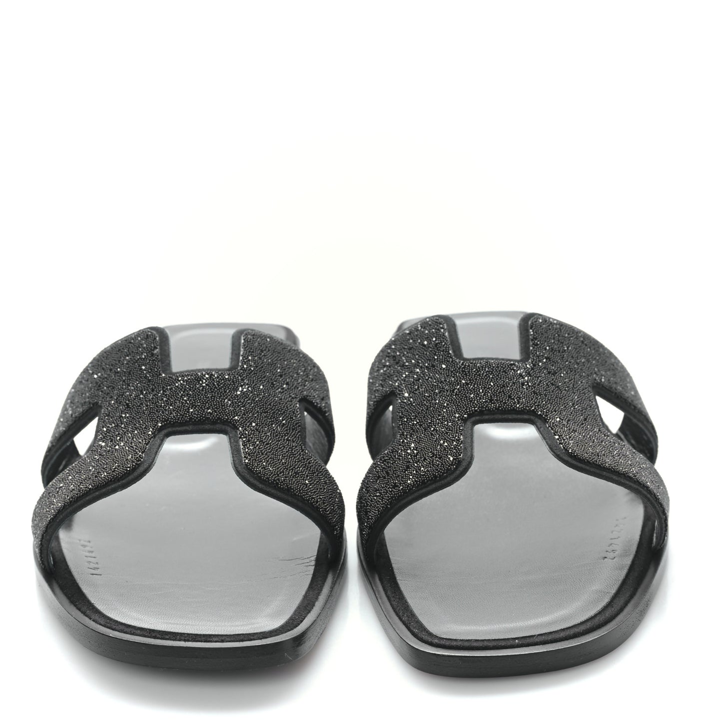Suede Goatskin Crystal Oran Sandals 37 Black