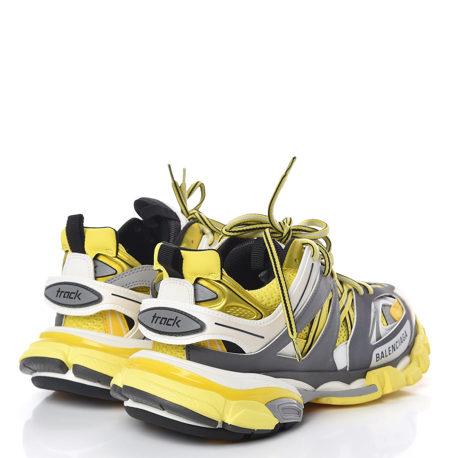 Balenciaga Mesh Nylon Womens Track Sneakers 39 Jaune Black White 4 of 16