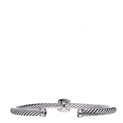 David Yurman Sterling Silver 18K Yellow Gold Blue Topaz 4mm Albion Cable Bracelet 3 of 5