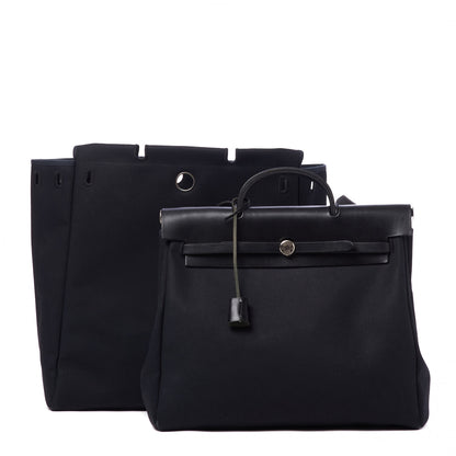 Hermes Toile Vache Calfskin Herbag 39 MM Black 3 of 11