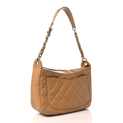 Chanel Caviar Quilted Timeless CC Shoulder Bag Beige 3 of 9