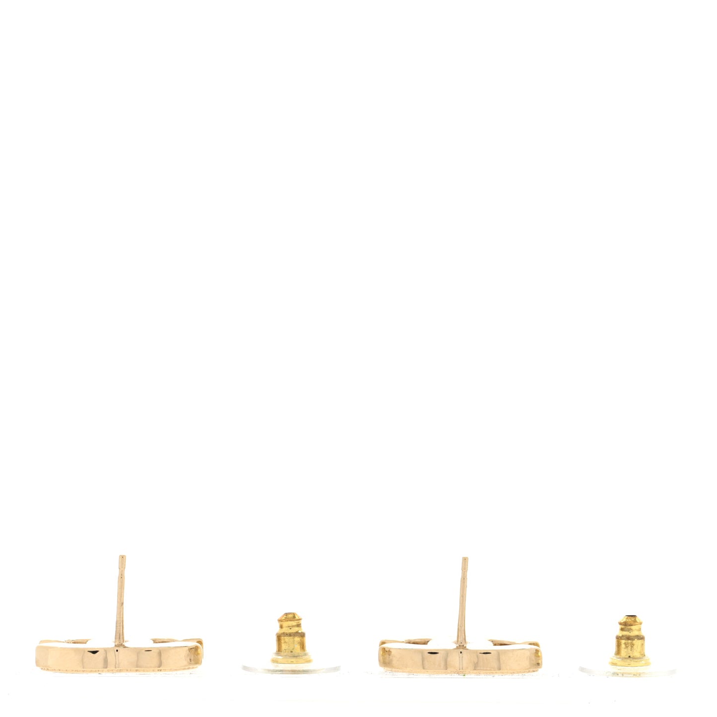 Metal Enamel CC Earrings Black Gold