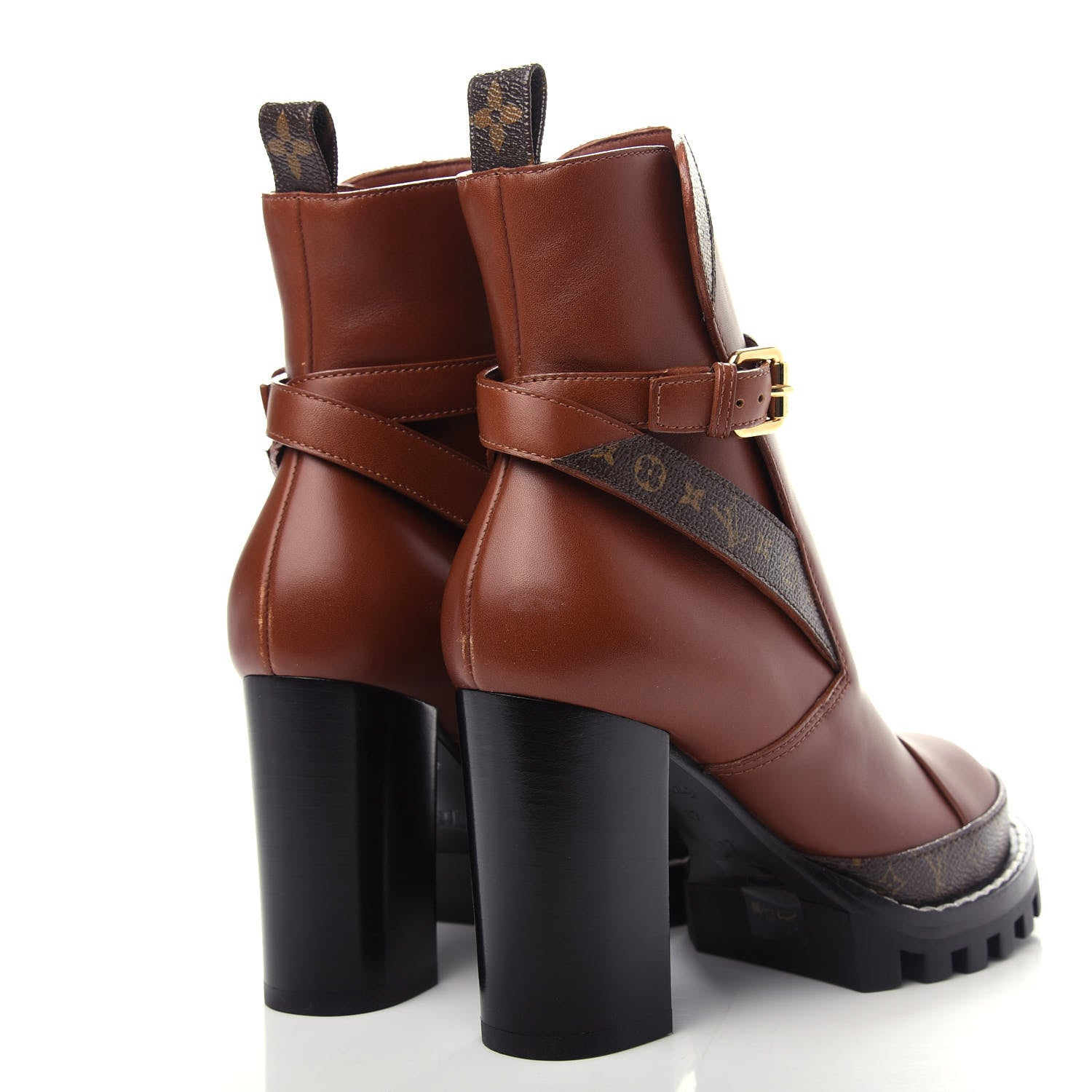 Louis Vuitton Calfskin Monogram Star Trail Ankle Boots 37 Cognac 4 of 10
