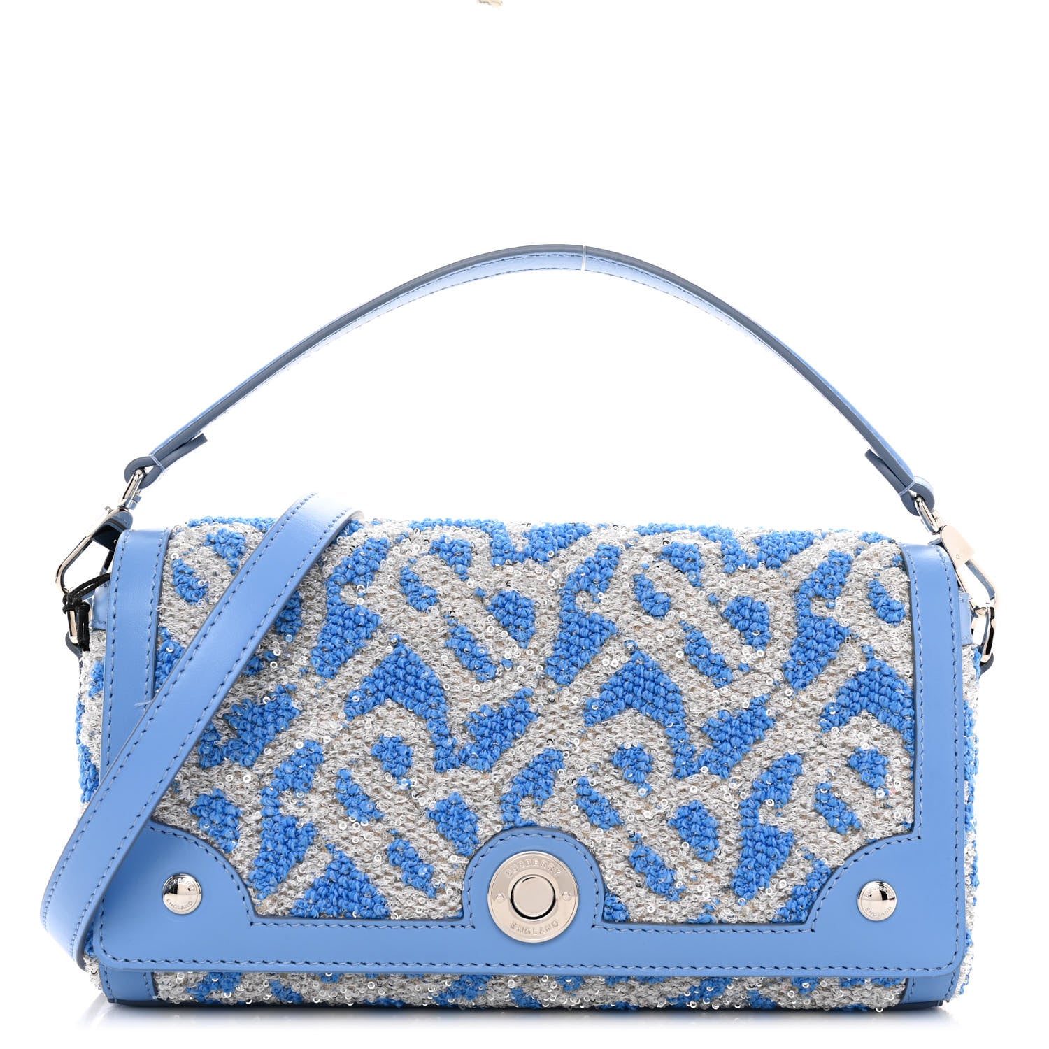 Burberry Yarn Sequin Embellished TB Small Note Top Handle Shoulder Bag Blue 1 of 9