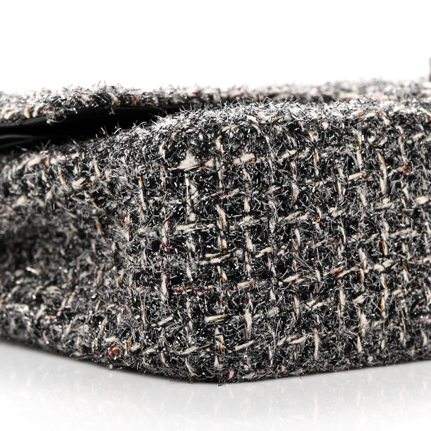 Chanel Metallic Tweed Medium Double Flap Black White 9 of 20