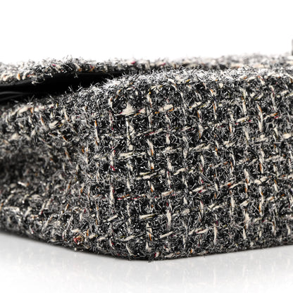 Chanel Metallic Tweed Medium Double Flap Black White 9 of 20