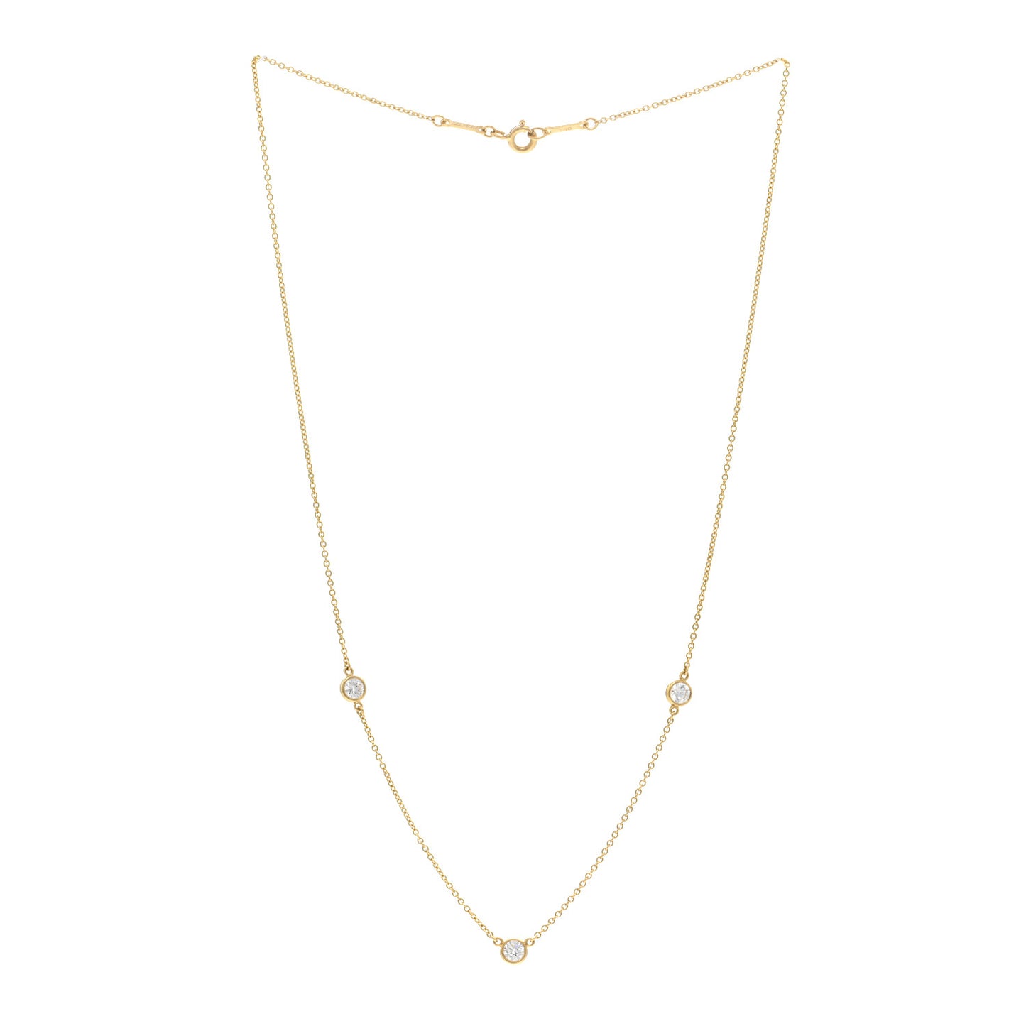 18K Yellow Gold Diamond .42ct Elsa Peretti Diamonds by the Yard 3 Station Necklace
