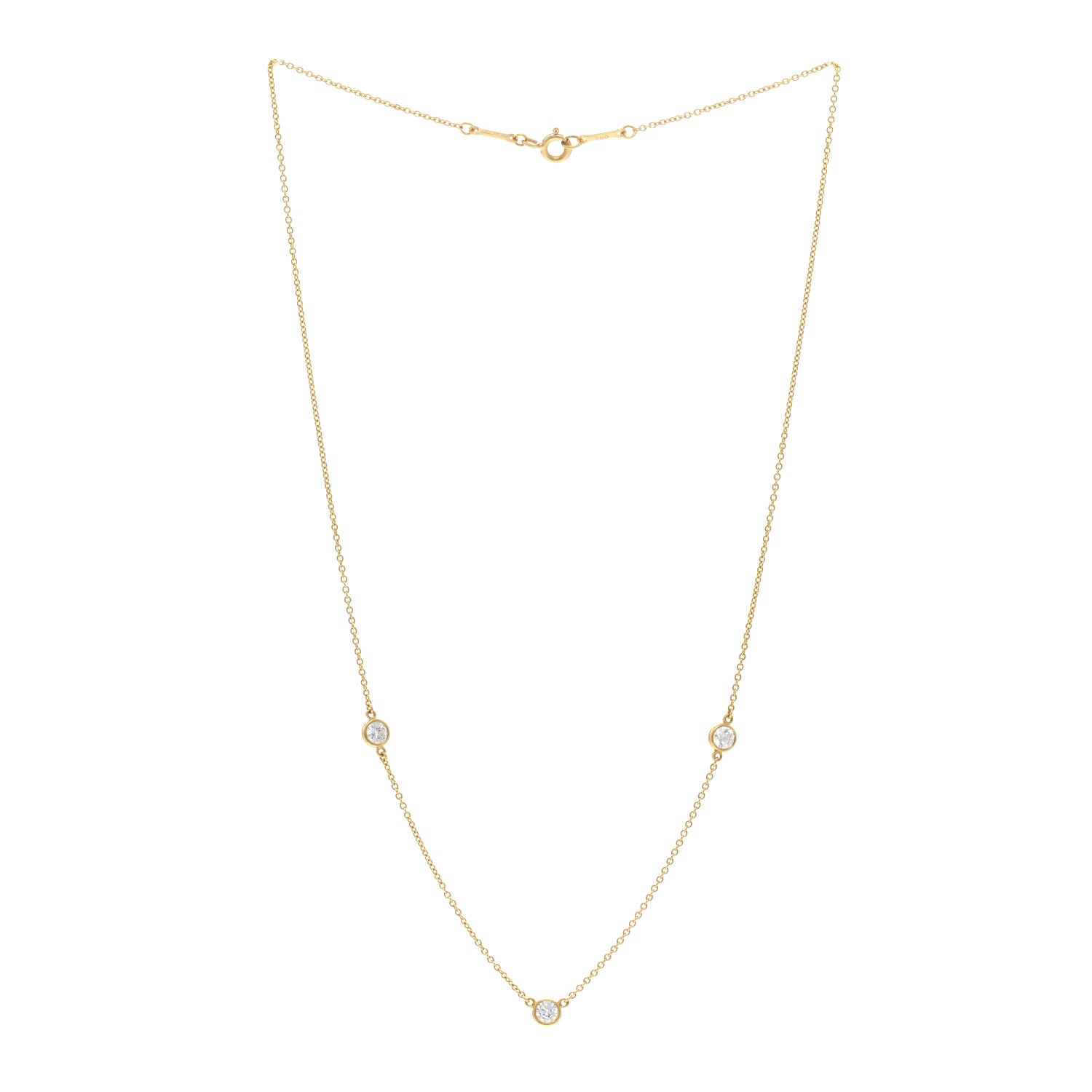 Tiffany 18K Yellow Gold Diamond .42ct Elsa Peretti Diamonds by the Yard 3 Station Necklace 3 of 4