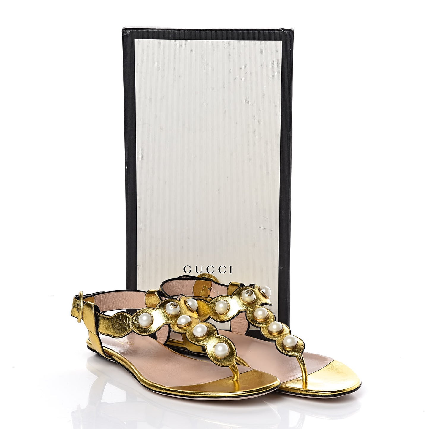 Metallic Nappa Willow Pearl Thong Sandals 39.5 Gold