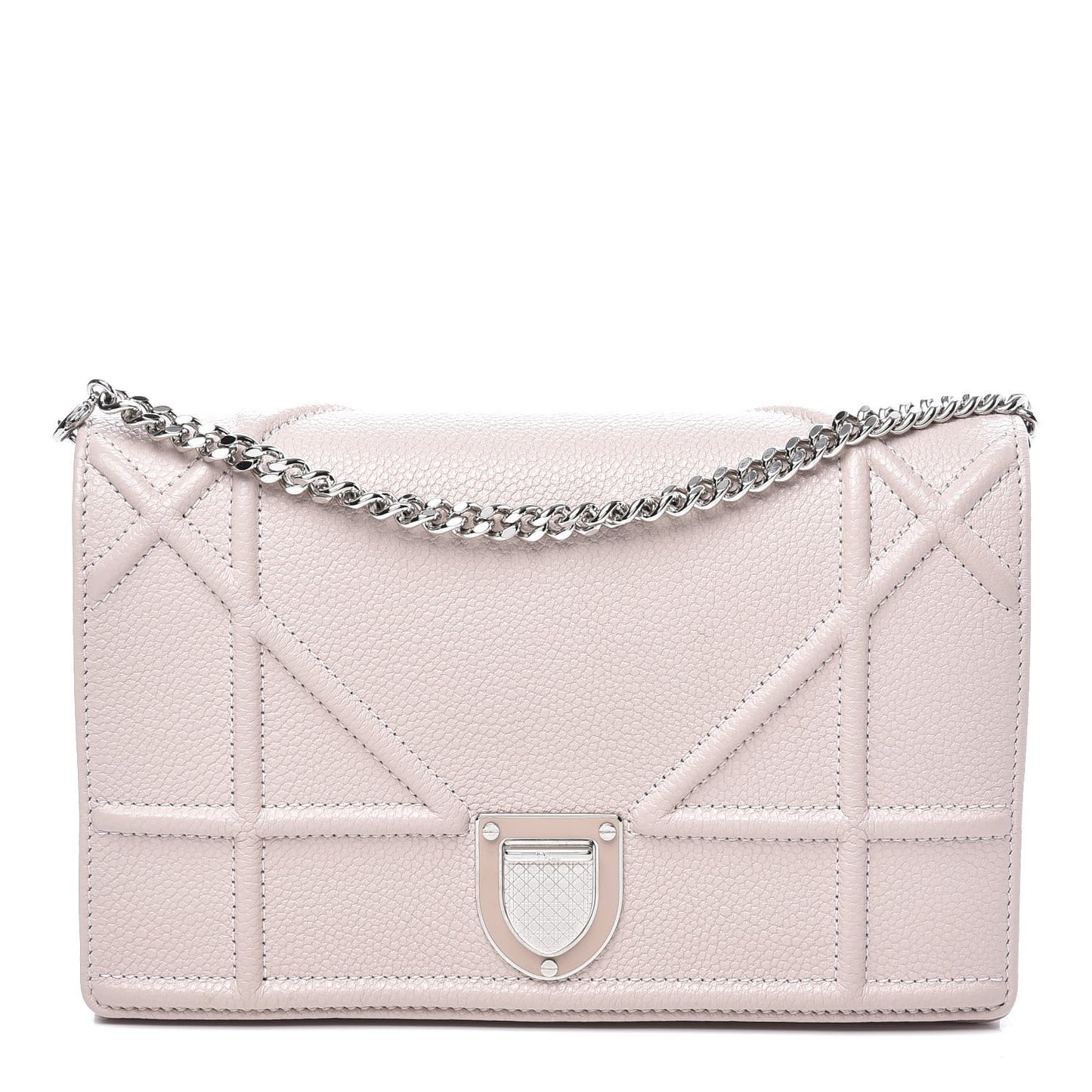 Grained Calfskin Diorama Wallet on Chain Pouch Rose Poudre