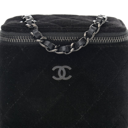Chanel Velvet Quilted Mini Vanity Case With Chain So Black 7 of 10