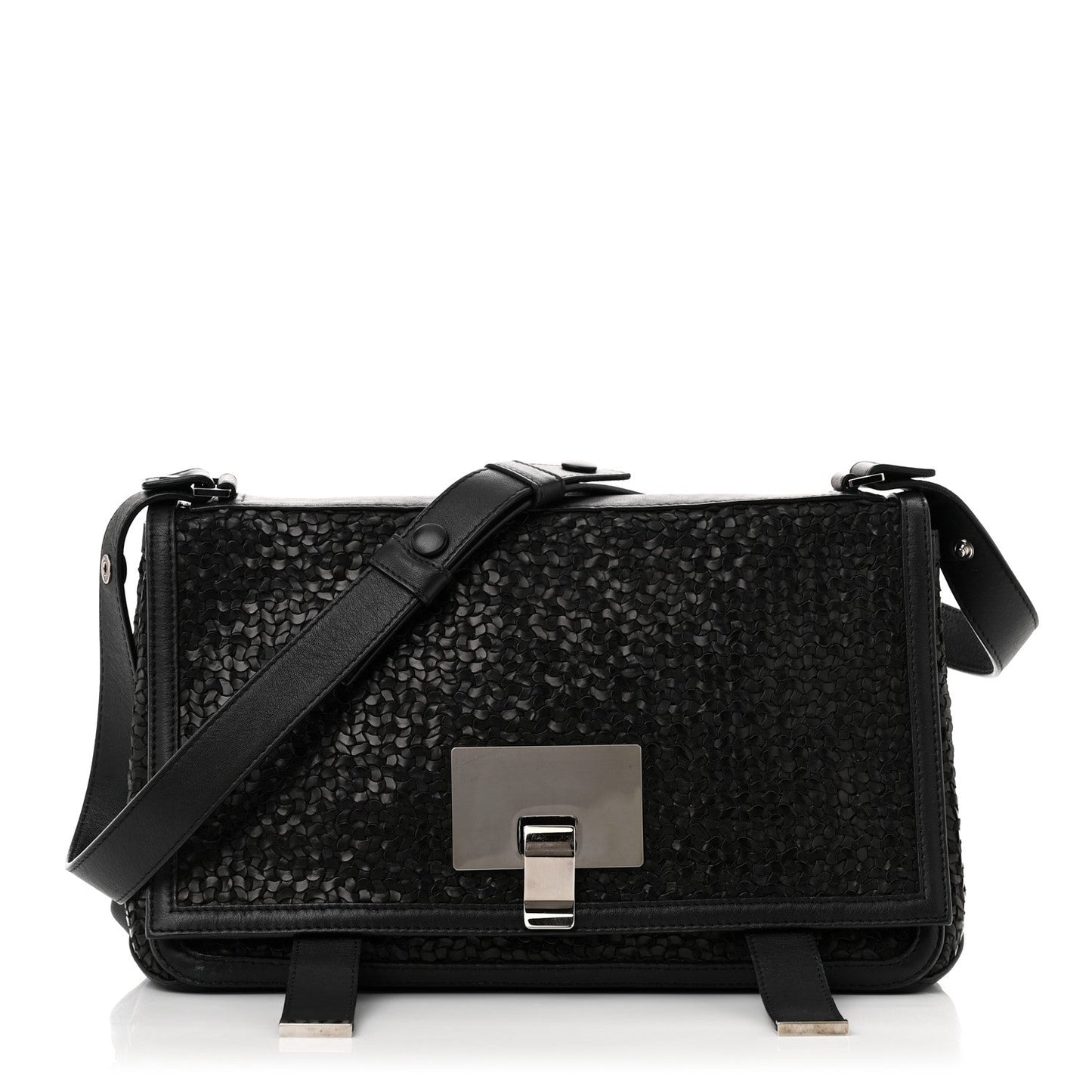Calfskin Woven Small Lunch Bag Black
