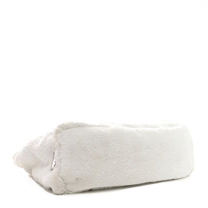 Prada Terry Cloth Tote Bag White Black 4 of 9