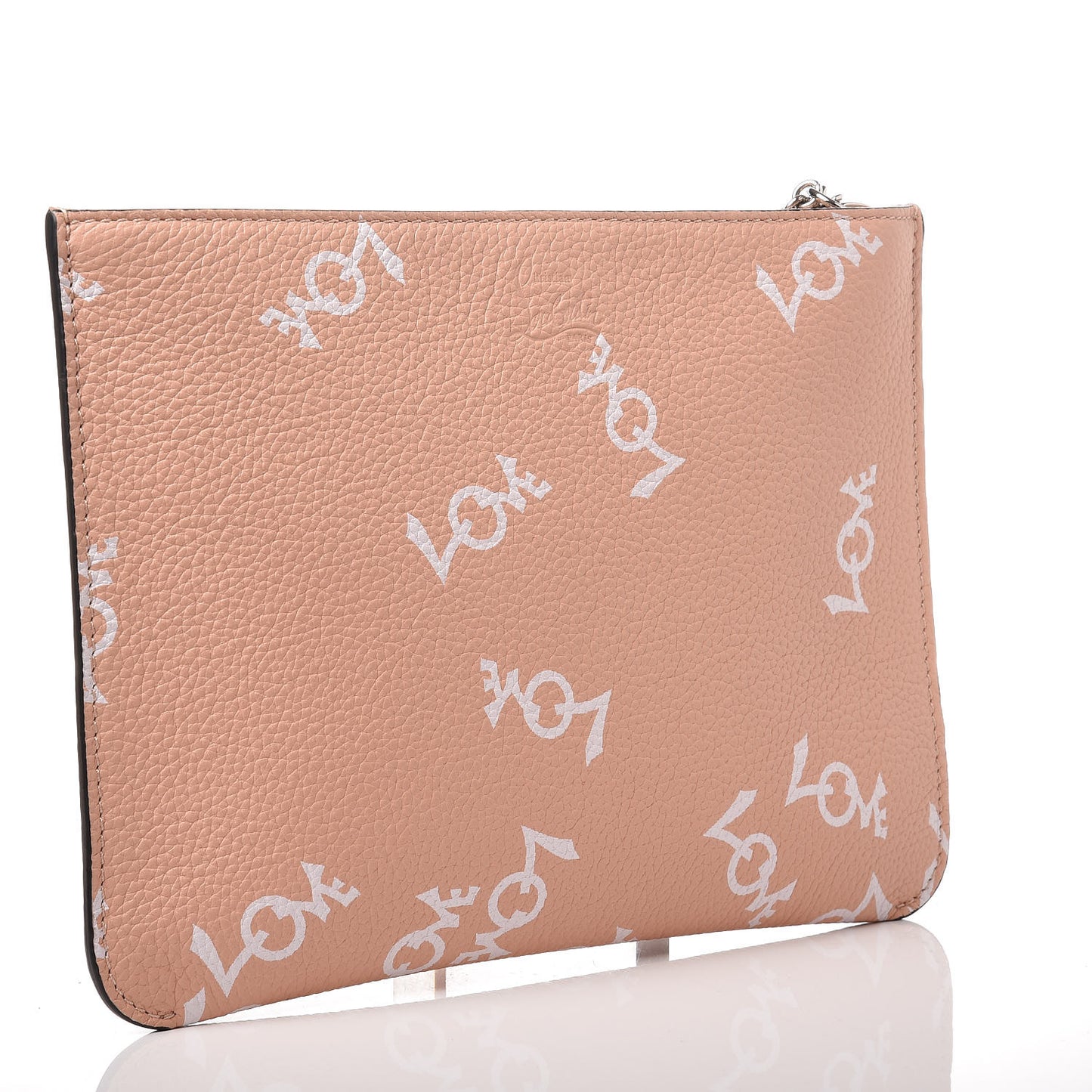 Calfskin Empire Loubicute Crazy Love Charms Clutch Latte