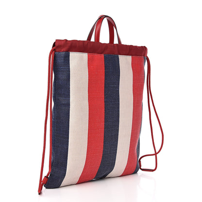 Gucci Canvas Logo Sylvie Stripe Drawstring Backpack Red 3 of 10